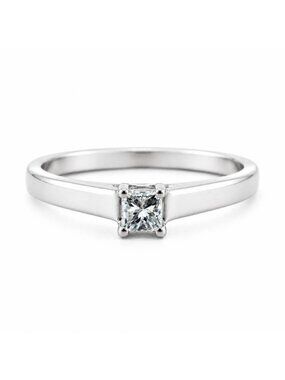 Princess Cut Solitaire Ring White Gold Minimalist Fine Jewelry